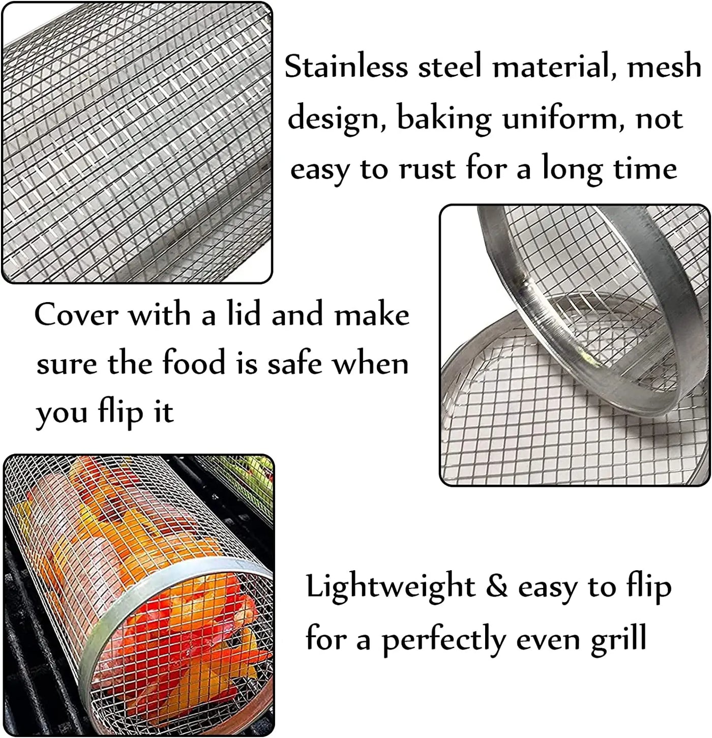 Rolling BBQ Grill Basket