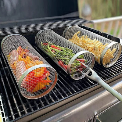 Rolling BBQ Grill Basket