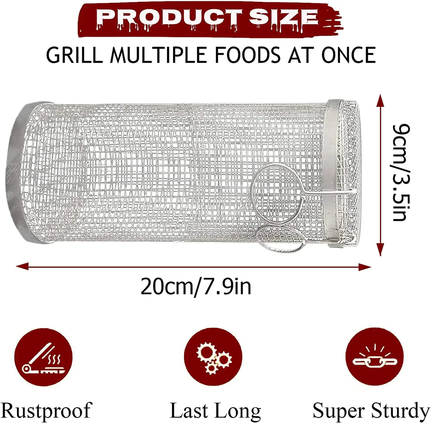 Rolling BBQ Grill Basket