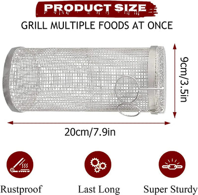 Rolling BBQ Grill Basket