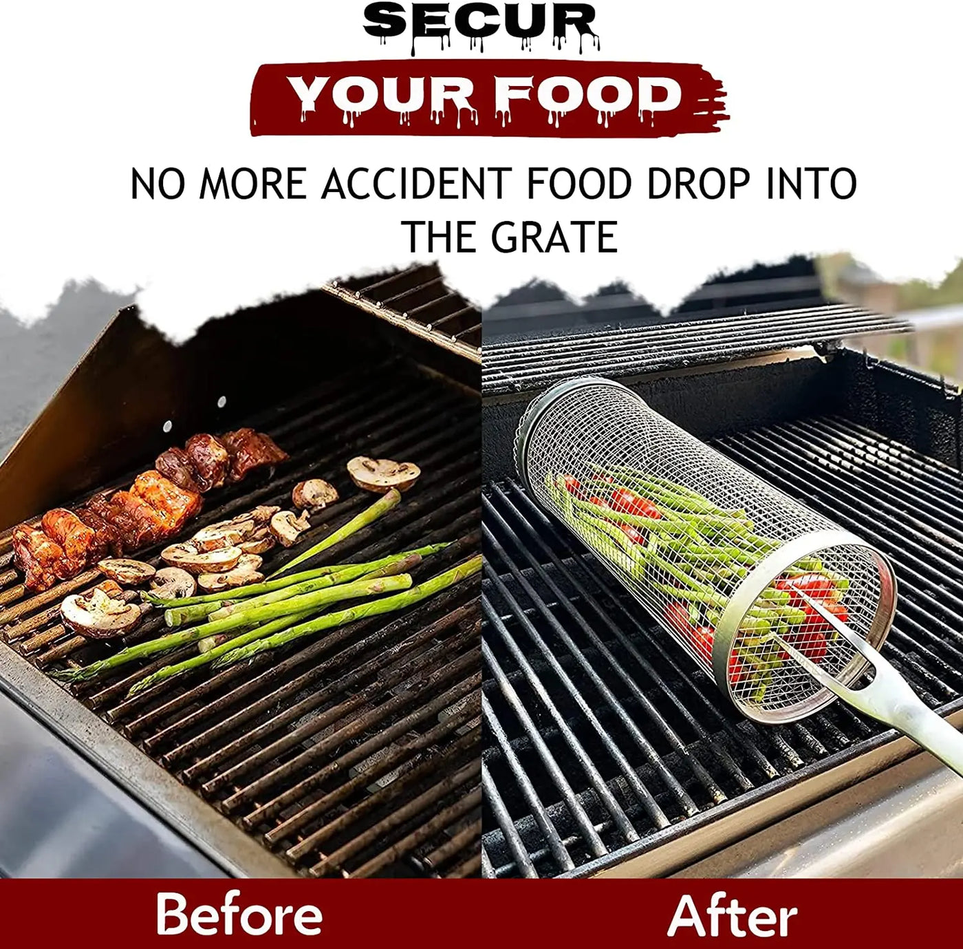 Rolling BBQ Grill Basket